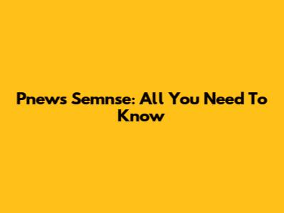 Pnews Semnse: All You Need To Know