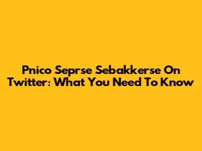 Pnico Seprse Sebakkerse On Twitter: What You Need To Know