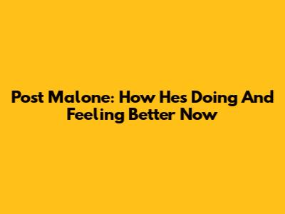 Post Malone: How He's Doing And Feeling Better Now