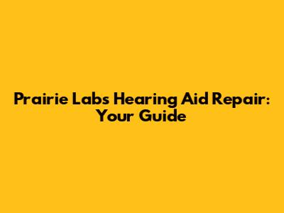 Prairie Labs Hearing Aid Repair: Your Guide
