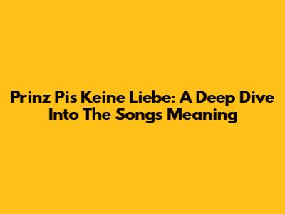 Prinz Pi's 'Keine Liebe': A Deep Dive Into The Song's Meaning