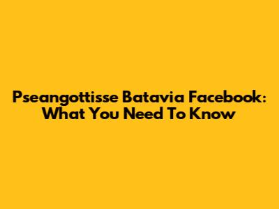 Pseangottisse Batavia Facebook: What You Need To Know