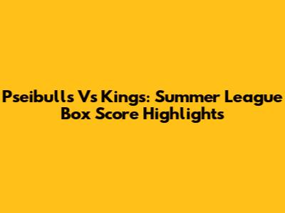 Pseibulls Vs Kings: Summer League Box Score Highlights