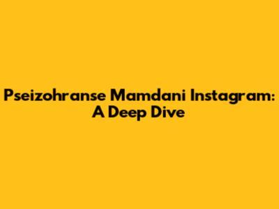 Pseizohranse Mamdani Instagram: A Deep Dive
