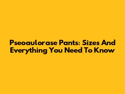 Pseoaulorase Pants: Sizes And Everything You Need To Know