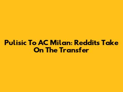 Pulisic To AC Milan: Reddit's Take On The Transfer