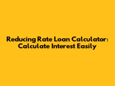 Reducing Rate Loan Calculator: Calculate Interest Easily