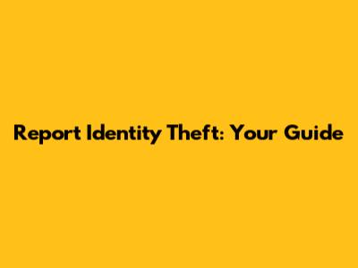 Report Identity Theft: Your Guide