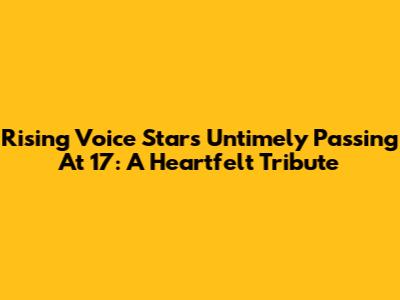 Rising Voice Star's Untimely Passing At 17: A Heartfelt Tribute