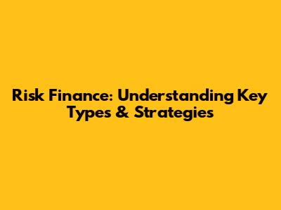 Risk Finance: Understanding Key Types & Strategies