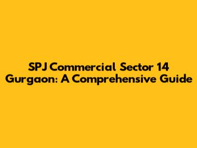 SPJ Commercial Sector 14 Gurgaon: A Comprehensive Guide