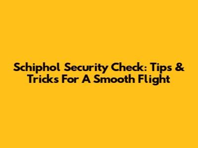 Schiphol Security Check: Tips & Tricks For A Smooth Flight