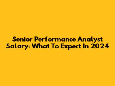 Senior Performance Analyst Salary: What To Expect In 2024