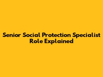 Senior Social Protection Specialist Role Explained