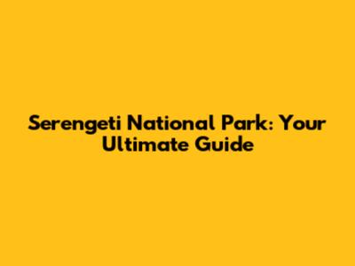 Serengeti National Park: Your Ultimate Guide
