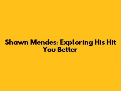 Shawn Mendes: Exploring His Hit 'You Better'