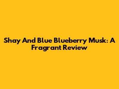 Shay And Blue Blueberry Musk: A Fragrant Review