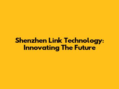 Shenzhen Link Technology: Innovating The Future