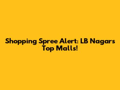 Shopping Spree Alert: LB Nagar's Top Malls!