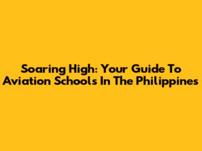 Soaring High: Your Guide To Aviation Schools In The Philippines