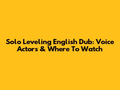 Solo Leveling English Dub: Voice Actors & Where To Watch