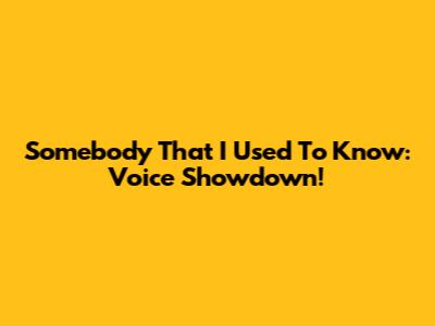 Somebody That I Used To Know: Voice Showdown!