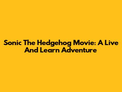 Sonic The Hedgehog Movie: A Live And Learn Adventure