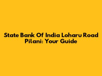 State Bank Of India Loharu Road Pilani: Your Guide