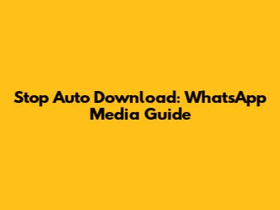Stop Auto Download: WhatsApp Media Guide