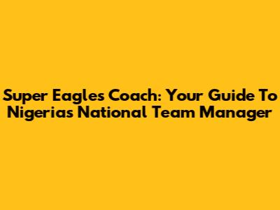 Super Eagles Coach: Your Guide To Nigeria's National Team Manager
