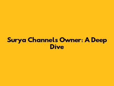 Surya Channel's Owner: A Deep Dive