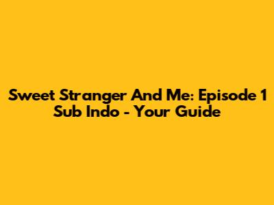 Sweet Stranger And Me: Episode 1 Sub Indo - Your Guide