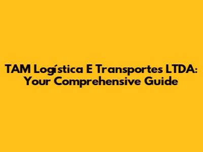 TAM Logística E Transportes LTDA: Your Comprehensive Guide