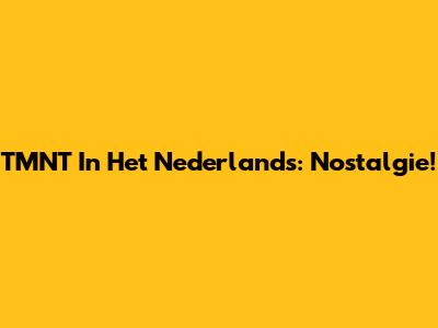 TMNT In Het Nederlands: Nostalgie!