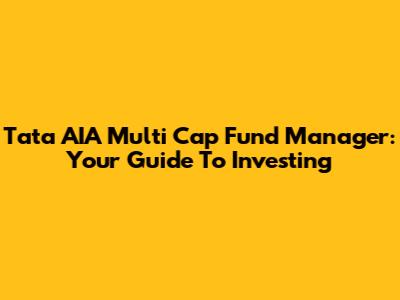 Tata AIA Multi Cap Fund Manager: Your Guide To Investing