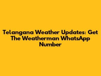 Telangana Weather Updates: Get The Weatherman WhatsApp Number