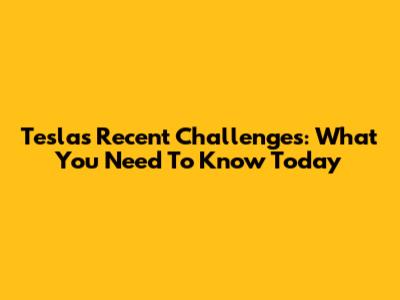 Tesla's Recent Challenges: What You Need To Know Today