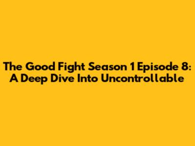 The Good Fight Season 1 Episode 8: A Deep Dive Into 'Uncontrollable'