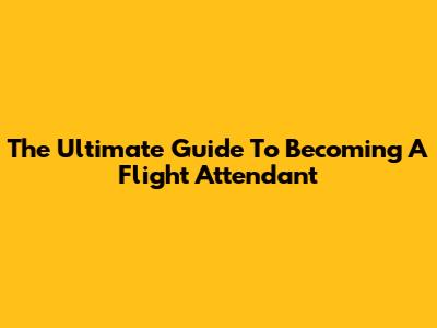 The Ultimate Guide To Becoming A Flight Attendant