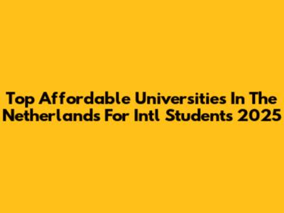 Top Affordable Universities In The Netherlands For Int'l Students 2025