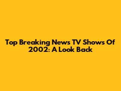 Top Breaking News TV Shows Of 2002: A Look Back