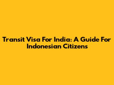 Transit Visa For India: A Guide For Indonesian Citizens