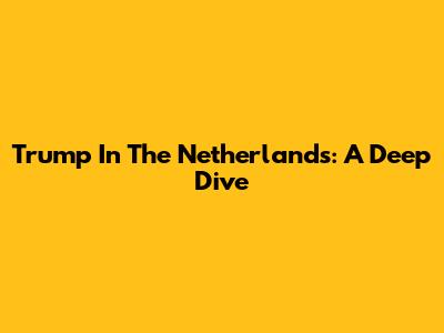Trump In The Netherlands: A Deep Dive