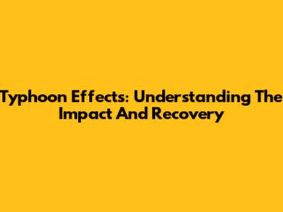 Typhoon Effects: Understanding The Impact And Recovery