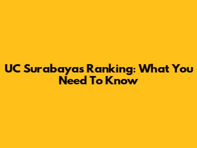 UC Surabaya's Ranking: What You Need To Know
