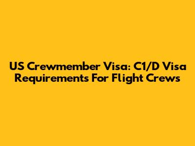 US Crewmember Visa: C1/D Visa Requirements For Flight Crews