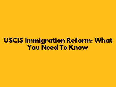 USCIS Immigration Reform: What You Need To Know