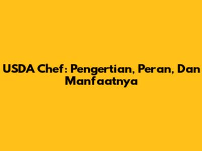 USDA Chef: Pengertian, Peran, Dan Manfaatnya