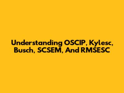 Understanding OSCIP, Kylesc, Busch, SCSEM, And RMSESC