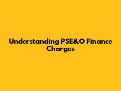 Understanding PSE&O Finance Charges
